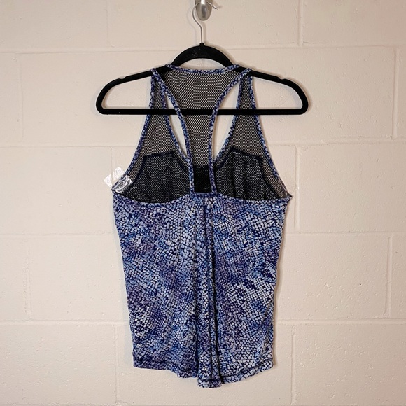 Zobha Women’s Blue Black Snakeskin Print Razorback Activewear Tank Top M - Picture 4 of 7